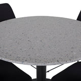 Jídelní stůl Razzia ø106 cm - Šedá / Černá + Muce Jídelní židle - Černé nohy - Černá Fabric_4