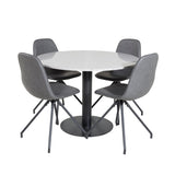 Razzia Jídelní stůl ø106cm - Šedá / Černá + Polar Jídelní židle s funkcí Spin - černá Nohy - Černá PU - Černá Stitches_4