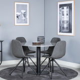 Razzia Jídelní stůl ø106cm - Šedá / Černá + Polar Jídelní židle s funkcí Spin - černá Nohy - Černá PU - Černá Stitches_4