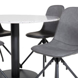 Razzia Jídelní stůl ø106cm - Šedá / Černá + Polar Jídelní židle s funkcí Spin - černá Nohy - Černá PU - Černá Stitches_4