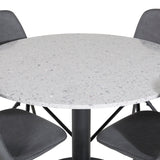 Razzia Jídelní stůl ø106cm - Šedá / Černá + Polar Jídelní židle s funkcí Spin - černá Nohy - Černá PU - Černá Stitches_4