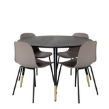Jídelní stůl Dipp - 115 cm - Černá / Černá mosaz + Arktická jídelní židle - Černé nohy - Khaki Plast_4