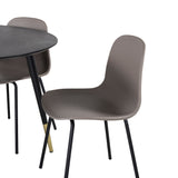 Jídelní stůl Dipp - 115 cm - Černá / Černá mosaz + Arktická jídelní židle - Černé nohy - Khaki Plast_4