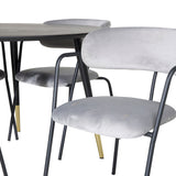 Jídelní stůl Dipp - 115 cm - Černá / Černá mosaz + křeslo Arrow - Černé nohy - Šedá Velvet_4