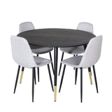 Jídelní stůl Dipp - 115 cm - Černá / Černá mosaz + Polar Diamond Jídelní židle - Černé nohy - Šedá látka_4