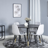 Jídelní stůl Dipp - 115 cm - Černá / Černá mosaz + Polar Diamond Jídelní židle - Černé nohy - Šedá látka_4