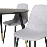 Jídelní stůl Dipp - 115 cm - Černá / Černá mosaz + Polar Diamond Jídelní židle - Černé nohy - Šedá látka_4