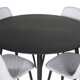 Jídelní stůl Dipp - 115 cm - Černá / Černá mosaz + Polar Diamond Jídelní židle - Černé nohy - Šedá látka_4