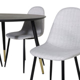 Jídelní stůl Dipp - 115 cm - Černá / Černá mosaz + Polar Jídelní židle - Černé nohy - Světle šedá látka_4