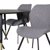 Jídelní stůl Dipp - 115 cm - Černá / Černá mosaz+Gemma Jídelní židle - Černé nohy - Šedá látka_4