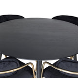 Jídelní stůl Dipp - 115 cm - Černá / Černá mosaz + křeslo Arrow - Mosazné nohy - Black Velvet_4