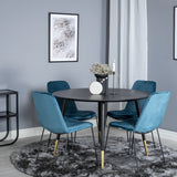 Jídelní stůl Dipp - 115 cm - Černá / Černá mosaz + Muce Jídelní židle - Černé nohy - Blue Velvet_4