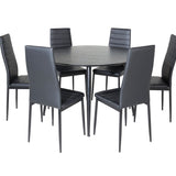 Jídelní stůl Dipp - 115 cm - Černá dýha / Celé černé nohy + Slim High Back Jídelní židle - Černé nohy - Černá PU_6