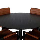 Jídelní stůl Dipp - 115 cm - Černá dýha / Celé černé nohy + Umělecké křeslo - Hnědá / Černá_4