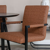 Jídelní stůl Dipp - 115 cm - Černá dýha / Celé černé nohy + Umělecké křeslo - Hnědá / Černá_4