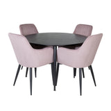 Jídelní stůl Dipp - 115 cm - Černá dýha / Celé černé nohy + Komfortní jídelní židle - Černé nohy / Dusty Pink Manšestr _4