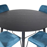 Jídelní stůl Dipp - 115 cm - Černá dýha / Celé černé nohy + Jídelní židle Muce - Černé nohy - Blue Velvet_4