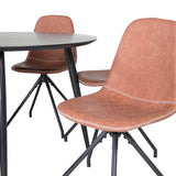 Jídelní stůl Dipp - 115 cm - Černá dýha / Celé černé nohy + Jídelní židle Polar s funkcí Spin - černá Nohy - Hnědá PU - Bílé Stitches_6