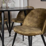 Jídelní stůl Dipp - 115 cm - Černá dýha / Celé černé nohy +Velvet Jídelní Chiar - Černé nohy - Dusty Green Velvet_4
