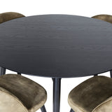 Jídelní stůl Dipp - 115 cm - Černá dýha / Celé černé nohy +Velvet Jídelní Chiar - Černé nohy - Dusty Green Velvet_4
