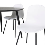 Jídelní stůl Dipp - 115 cm - Černá dýha / Celé černé nohy + Jídelní židle Arctic - Černé nohy - Bílý plast_4