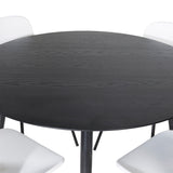 Jídelní stůl Dipp - 115 cm - Černá dýha / Celé černé nohy + Jídelní židle Arctic - Černé nohy - Bílý plast_4