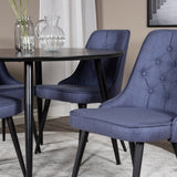 Jídelní stůl Dipp - 115 cm - Černá dýha / Celé černé nohy + Jídelní židle Velvet Deluxe - Černé nohy - Modrá látka_4