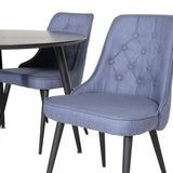 Jídelní stůl Dipp - 115 cm - Černá dýha / Celé černé nohy + Jídelní židle Velvet Deluxe - Černé nohy - Modrá látka_4