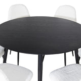 Jídelní stůl Dipp - 115 cm - Černá dýha / Celé černé nohy + Jídelní židle Polar Fluff - Černé nohy - White Teddy _6