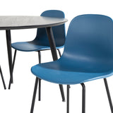 Jídelní stůl Dipp - 115 cm - Černá dýha / Celé černé nohy + Jídelní židle Arctic - Černé nohy - Modrý plast_4