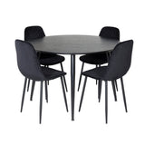 Jídelní stůl Dipp - 115 cm - Černá dýha / Celé černé nohy + Jídelní židle Polar Diamond - Černé nohy - Black Velvet_4