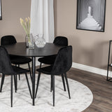 Jídelní stůl Dipp - 115 cm - Černá dýha / Celé černé nohy + Jídelní židle Polar Diamond - Černé nohy - Black Velvet_4