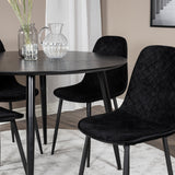 Jídelní stůl Dipp - 115 cm - Černá dýha / Celé černé nohy + Jídelní židle Polar Diamond - Černé nohy - Black Velvet_4