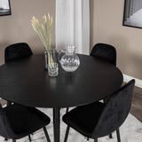 Jídelní stůl Dipp - 115 cm - Černá dýha / Celé černé nohy + Jídelní židle Polar Diamond - Černé nohy - Black Velvet_4