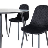 Jídelní stůl Dipp - 115 cm - Černá dýha / Celé černé nohy + Jídelní židle Polar Diamond - Černé nohy - Black Velvet_4