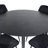 Jídelní stůl Dipp - 115 cm - Černá dýha / Celé černé nohy + Jídelní židle Polar Diamond - Černé nohy - Black Velvet_4
