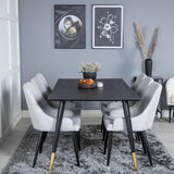 Jídelní stůl Dipp - 180*90cm - Černá / Černá mosaz+Plaza Jídelní židle - Černé nohy - Světle šedá Fabric_6