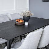 Jídelní stůl Dipp - 180*90cm - Černá / Černá mosaz+Plaza Jídelní židle - Černé nohy - Světle šedá Fabric_6