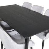 Jídelní stůl Dipp - 180*90cm - Černá / Černá mosaz+Plaza Jídelní židle - Černé nohy - Světle šedá Fabric_6