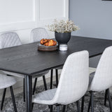 Jídelní stůl Dipp - 180*90cm - Černá / Černá mosaz + Polar Diamond Jídelní židle - Černé nohy - Šedá látka_6