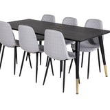 Jídelní stůl Dipp - 180*90cm - Černá / Černá mosaz + Polar Diamond Jídelní židle - Černé nohy - Šedá látka_6