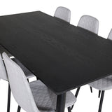 Jídelní stůl Dipp - 180*90cm - Černá / Černá mosaz + Polar Diamond Jídelní židle - Černé nohy - Šedá látka_6