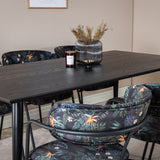 Jídelní stůl Dipp - 180*90cm - Černá / Černá mosaz+Šípové křeslo - Černé nohy - Černá květina s potiskem Fabric_6