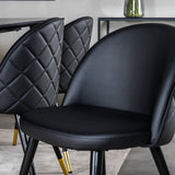 Dipp Jídelní stůl - 180*90cm - Černá dýha / celé černé nohy + Sametová jídelní židle š. Stiches - PU - Black / Black_6