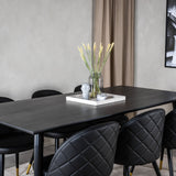 Dipp Jídelní stůl - 180*90cm - Černá dýha / celé černé nohy + Sametová jídelní židle š. Stiches - PU - Black / Black_6