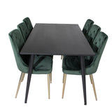 Jídelní stůl Dipp - 180*90cm - Černá dýha / celé černé nohy + Jídelní židle Velvet Deluxe - Zelená / Mosaz_6