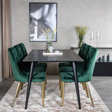 Jídelní stůl Dipp - 180*90cm - Černá dýha / celé černé nohy + Jídelní židle Velvet Deluxe - Zelená / Mosaz_6