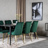 Jídelní stůl Dipp - 180*90cm - Černá dýha / celé černé nohy + Jídelní židle Velvet Deluxe - Zelená / Mosaz_6
