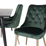 Jídelní stůl Dipp - 180*90cm - Černá dýha / celé černé nohy + Jídelní židle Velvet Deluxe - Zelená / Mosaz_6