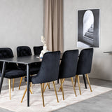 Jídelní stůl Dipp - 180*90cm - Černá dýha / celé černé nohy + Jídelní židle Velvet Deluxe - Černá / Brass_6